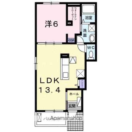 Ｃａｓａ　エスポワール　水口[1LDK/47.08m2]の間取図