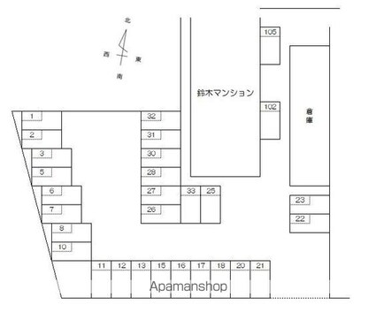 鈴木マンション[3K/42m2]の配置図