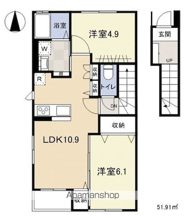 ハイランドシティＡ[2LDK/51.91m2]の間取図