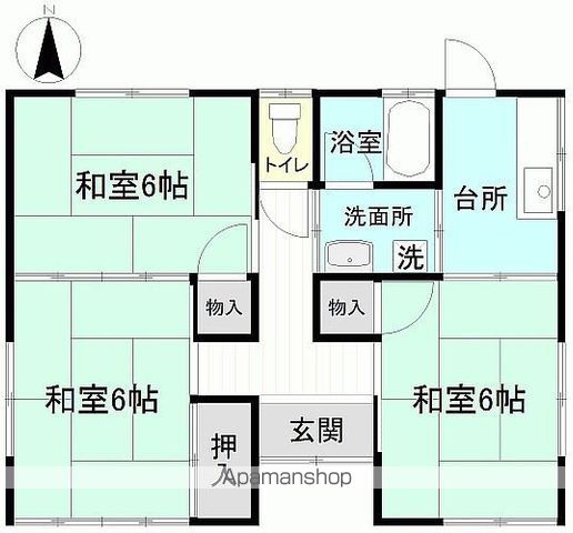 ＪＲ常磐線 植田駅 バス乗車時間：17分 最寄りバス停で下車 徒歩4分 1階建 築37年の間取り写真