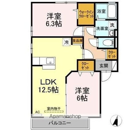 アルカディア[2LDK/57.93m2]の間取図