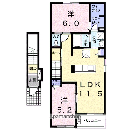 パラシオⅡ[2LDK/56.81m2]の間取図