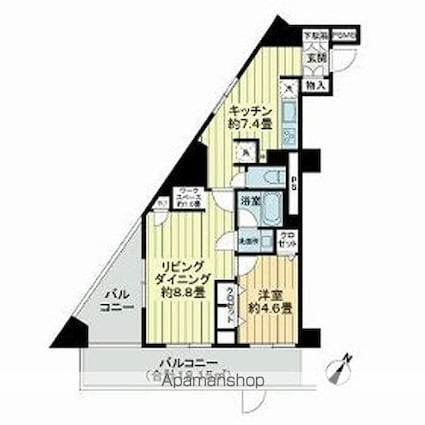 クレール芝[1LDK/49.03m2]の間取図