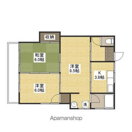 橋本アパートＡ棟[3K/52m2]の間取図