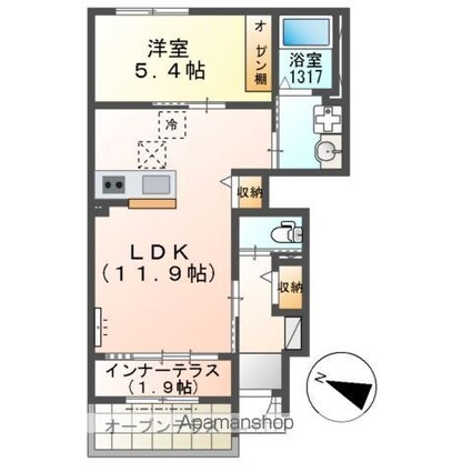 ラ・ヴィータ[1LDK/44.2m2]の間取図