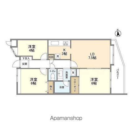 アルス立川[3LDK/61.86m2]の間取図