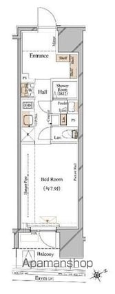 ブランシエスタ浅草蔵前[1K/29.4m2]の間取図