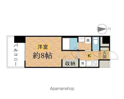 エステムコート東京八王子[1K/25.65m2]の間取図