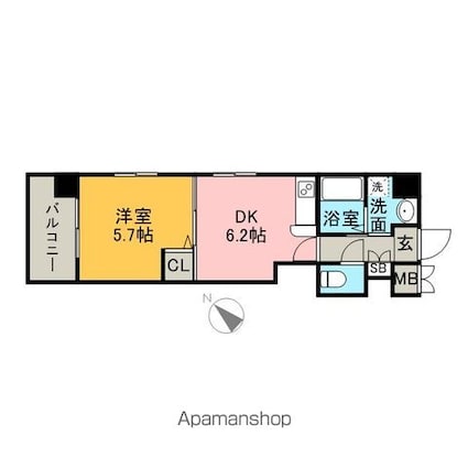 福岡県福岡市南区市崎１丁目[1DK/27.84m2]の間取図
