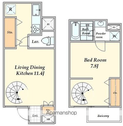 四谷アパートメント[1LDK/55.81m2]の間取図