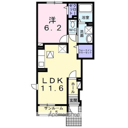 エンゼルコーポ[1LDK/43.61m2]の間取図