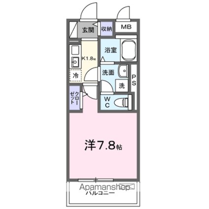 ブルーラグーン[1K/25.91m2]の間取図