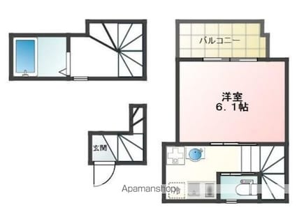 東京都世田谷区若林４丁目[1K/25.77m2]の間取図