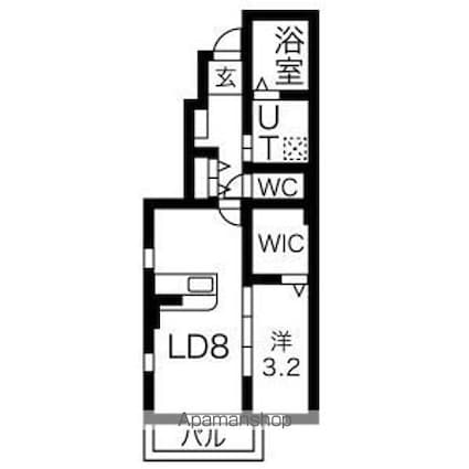 ル・メイユール北夕顔瀬[1LDK/33.73m2]の間取図