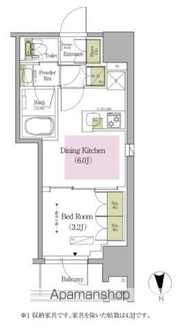 【新宿区早稲田鶴巻町のマンションの間取り】