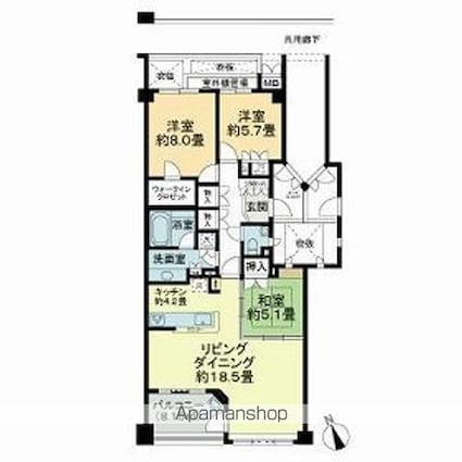 グローリオ杉並宮前[3LDK/95.45m2]の間取図
