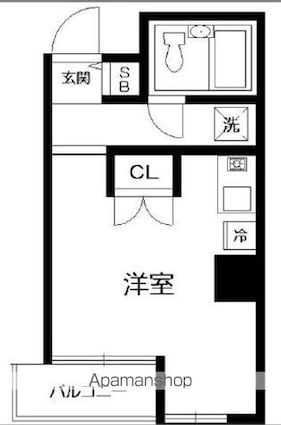 東京都新宿区弁天町[1R/19.7m2]の間取図