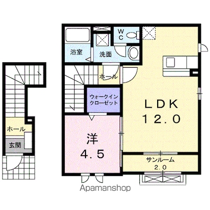 コーポサンパール[1LDK/44.21m2]の間取図