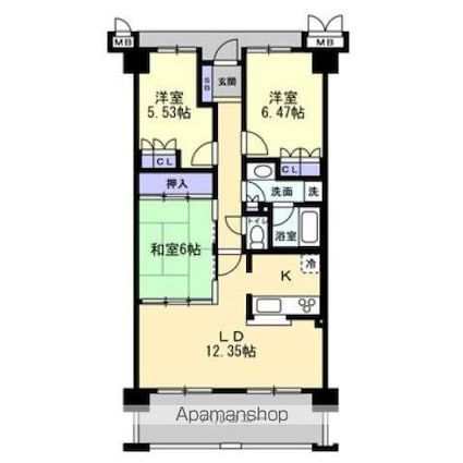 アルファシティ屋島五番館[3LDK/74.13m2]の間取図