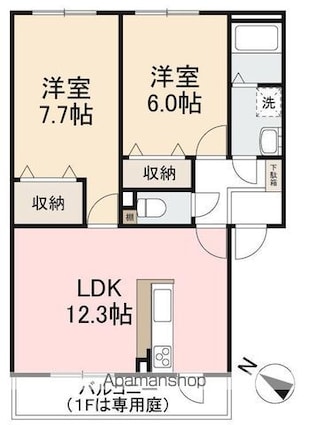 フォブール大町[2LDK/57.13m2]の間取図
