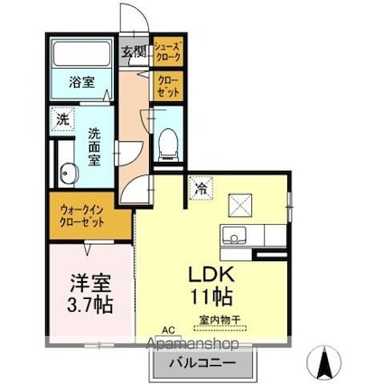 アジャート手城[1LDK/42.86m2]の間取図