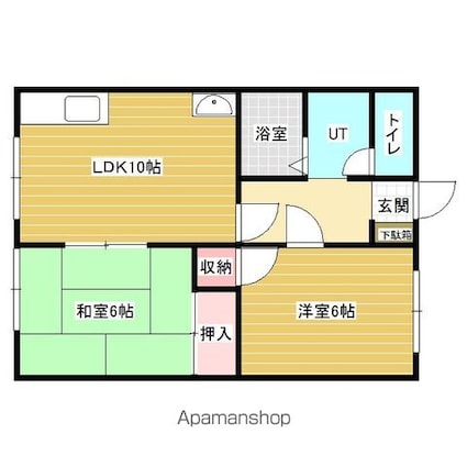 コーポハラダ[2LDK/51.34m2]の間取図
