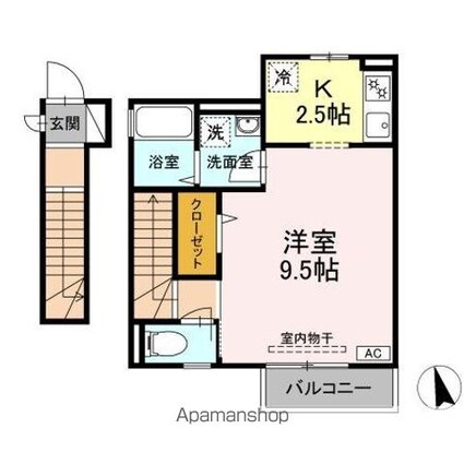 プラムコート中町[1K/37.54m2]の間取図