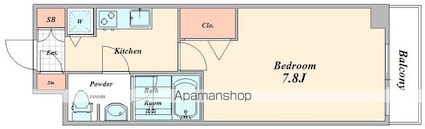 東京都新宿区河田町[1K/25.98m2]の間取図