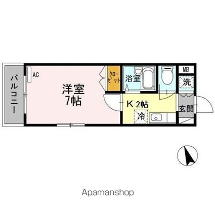 ヒルズ吉祥寺[1K/20.9m2]の間取図