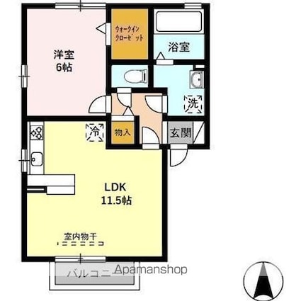 メゾン・グレイス　Ａ棟[1LDK/44.18m2]の間取図
