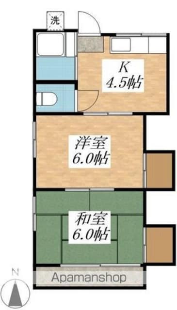 東京都小金井市梶野町２丁目[2K/33m2]の間取図