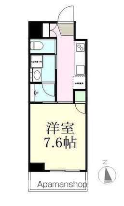 ＭＩＲＡＩＺＵ　ＲＥＳＩＤＥＮＴＩＡＬ　ＳＥＮＤＡＩ　Ⅱ[1K/24.57m2]の間取図