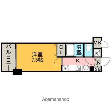 エステムコート博多駅前アヴェール[1K/22.34m2]の間取図