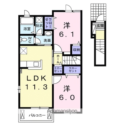 ルン　グランデ　Ｂ[2LDK/57.07m2]の間取図