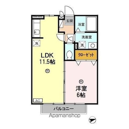 コンフォールＥ　Ｂ棟[1LDK/40.07m2]の間取図