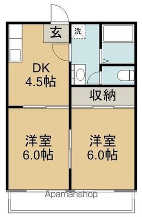 宮千代レジデンス[2DK/37m2]の間取図