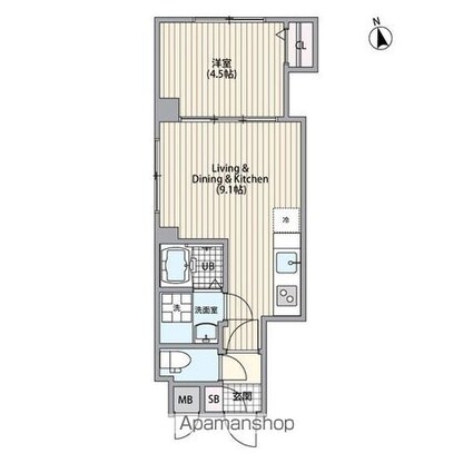 エルファーロ恵比寿[1LDK/30.21m2]の間取図