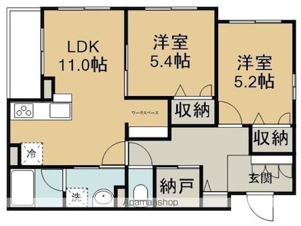 アンビシア（仙波町）[2LDK/65.3m2]の間取図