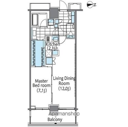 コンフォリア新宿イーストサイドタワー[1LDK/55.53m2]の間取図