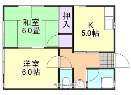 コーポ８５中棟[2DK/38m2]の間取図