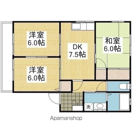 ディアス村上　Ｂ棟[3DK/56.7m2]の間取図