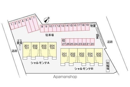 長野県伊那市御園[2LDK/57.19m2]の配置図