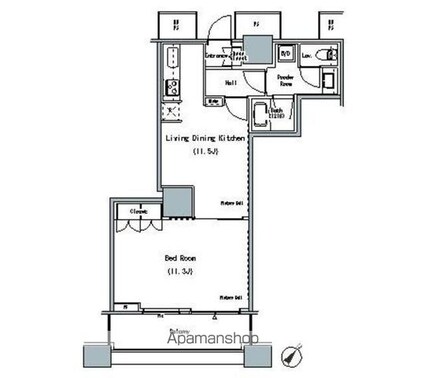 ＴＨＥ　ＴＯＫＹＯ　ＴＯＷＥＲＳ　ＭＩＤＴＯＷＥＲ[1LDK/53.74m2]の間取図