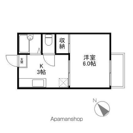 ハイツてんりゅう[1K/21.21m2]の間取図