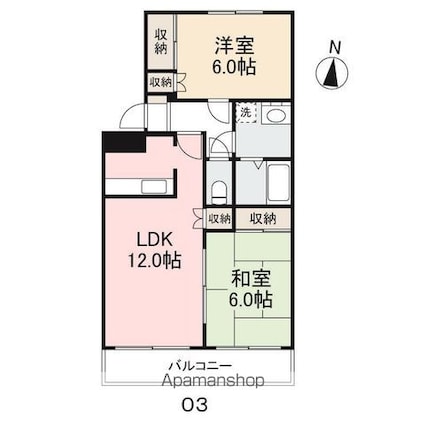 香川県高松市上福岡町[2LDK/56m2]の間取図