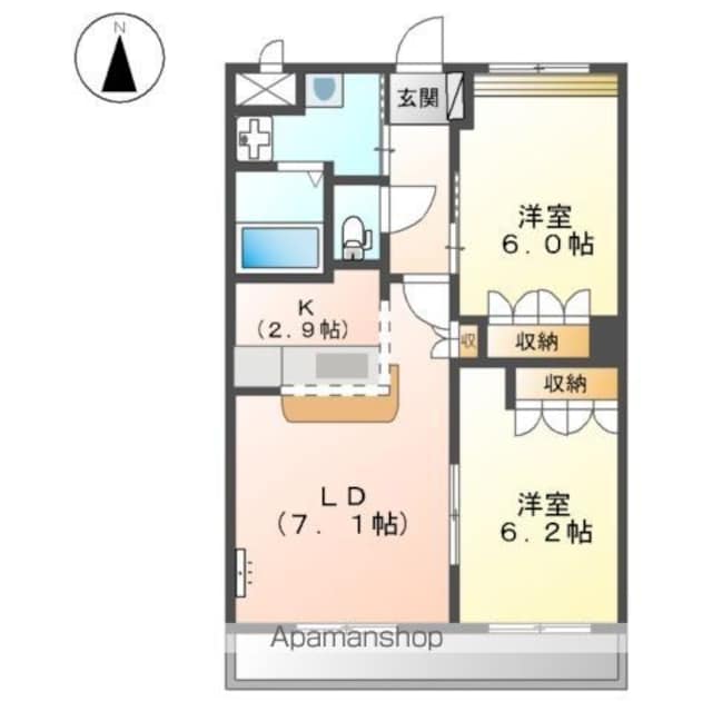 プランドール　Ｍ＆Ｎ[2LDK/51.66m2]の間取図