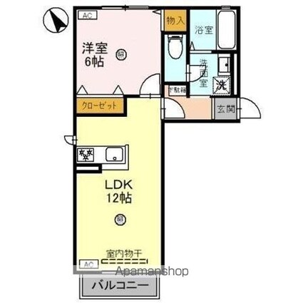 ヴァンベール２１[1LDK/42.4m2]の間取図