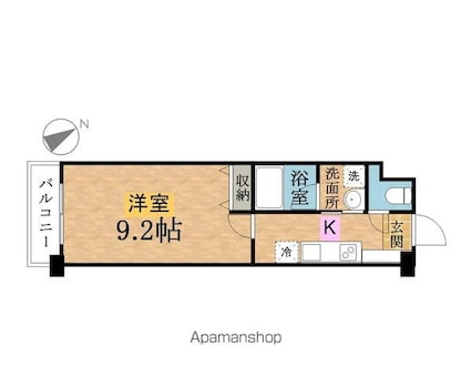 コンフォール左入[1K/28.5m2]の間取図