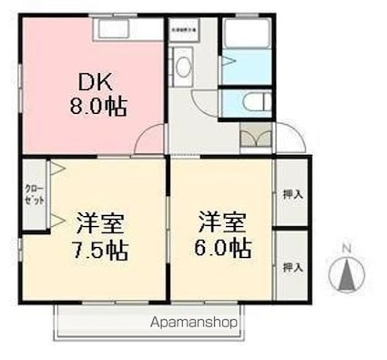 ルポール２[2DK/51.89m2]の間取図