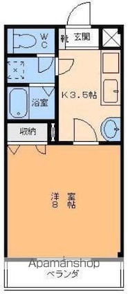 スカイハイツＷ[1K/25.92m2]の間取図